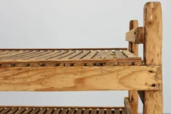 Grand chariot de boulanger / étagère roulante en bois de pin, France vers 1900