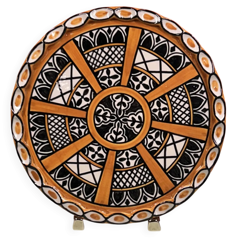 Grand Dessous de plat ou plat à tarte XXe siècle Yvon Roy 27 cm
