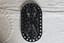 Grand dessous de plat vintage fonte ovale noir - Décor ajouré