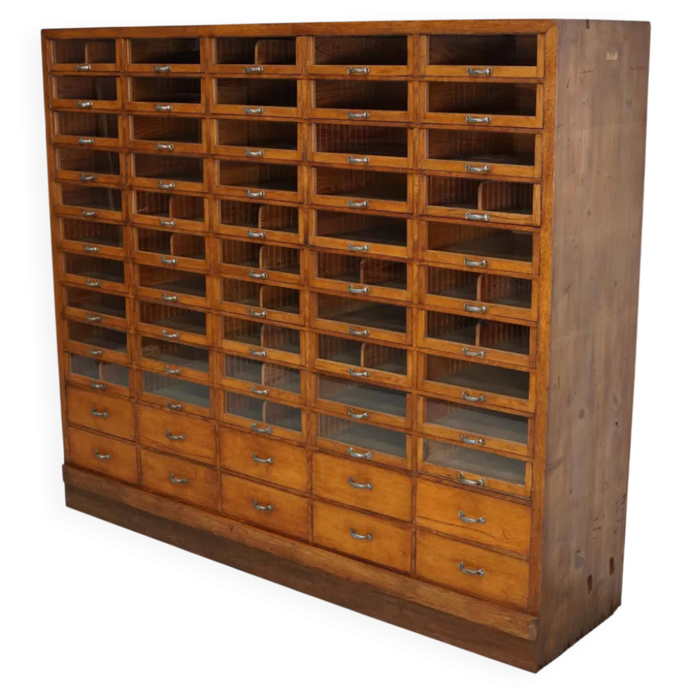 Grande armoire de mercerie allemande vintage en chêne, années 1940