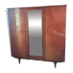 Grande armoire vintage années 50/60 en bois avec miroir
