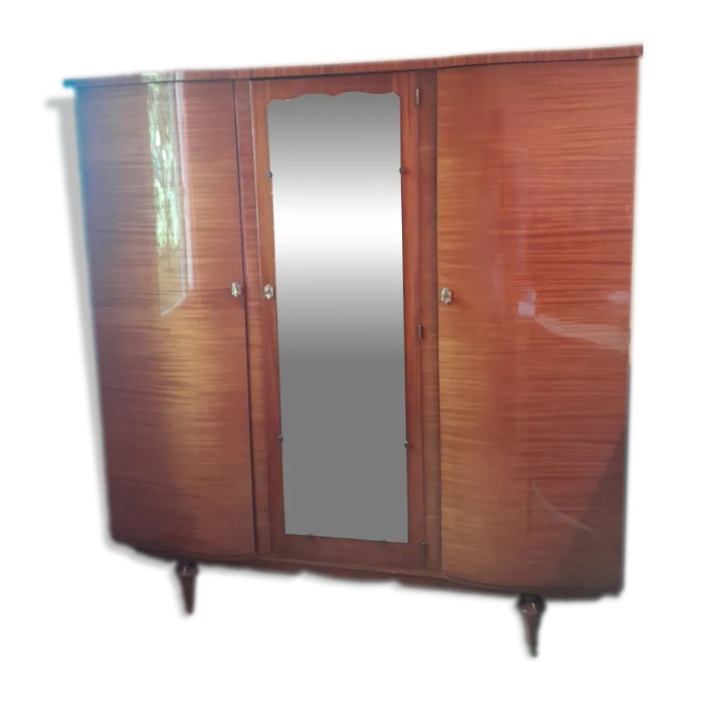Grande armoire vintage années 50/60 en bois avec miroir