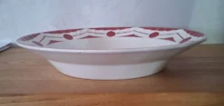 Grande assiette creuse ciboulette Digoin Sarreguemines art deco géométrique