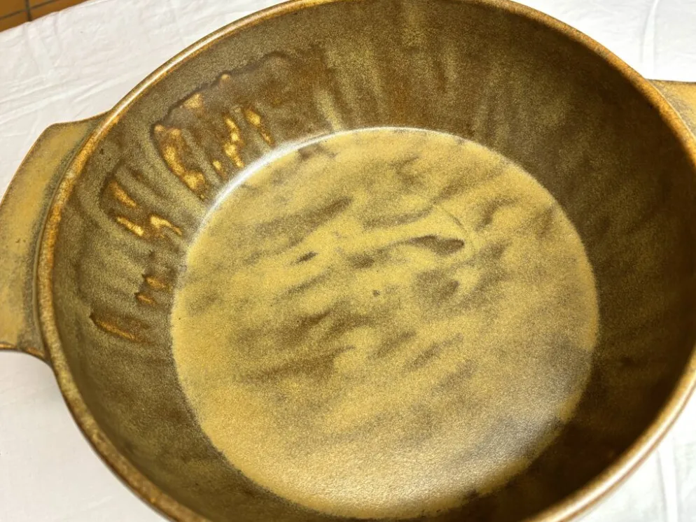 Grande bassine type vasque en grès artisanal