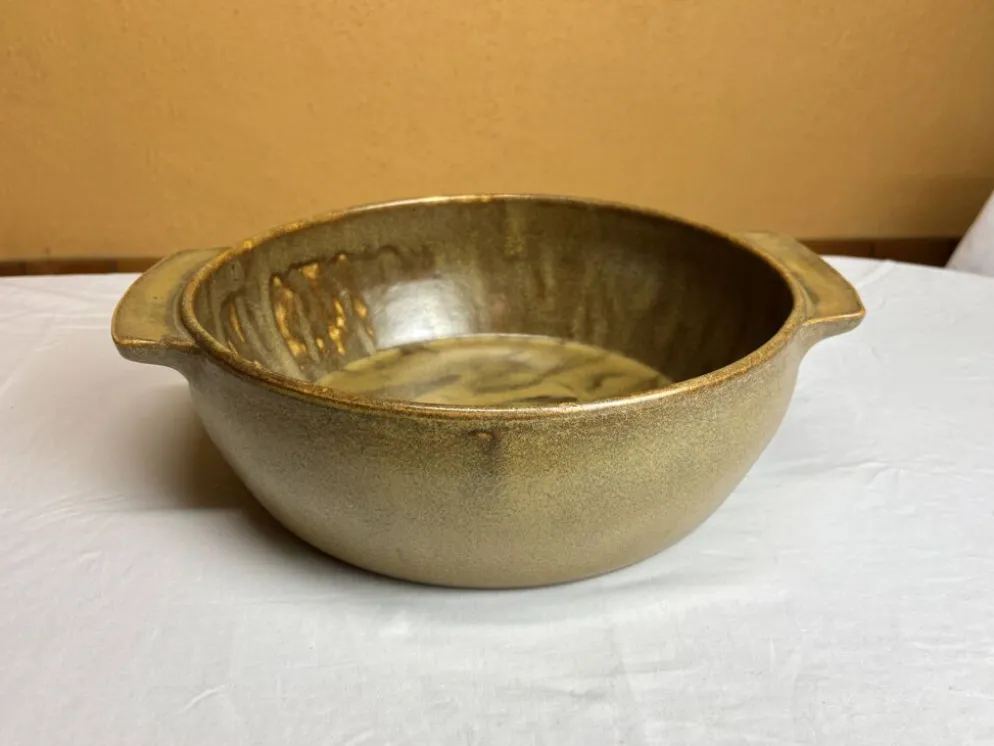 Grande bassine type vasque en grès artisanal