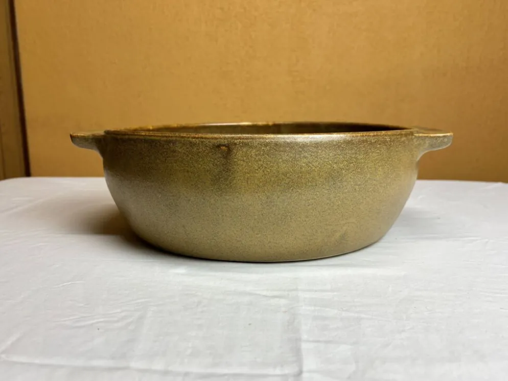 Grande bassine type vasque en grès artisanal
