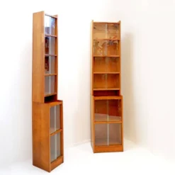 Grande bibliothèque vitrée vintage mid-century - années 1960