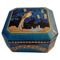 Grande bonbonnière Longwy Art Déco 1925 – Émaux cloisonnés – Décor per