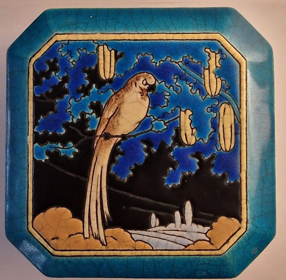 Grande bonbonnière Longwy Art Déco 1925 – Émaux cloisonnés – Décor per