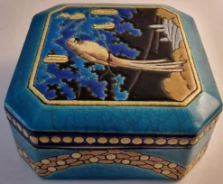 Grande bonbonnière Longwy Art Déco 1925 – Émaux cloisonnés – Décor per