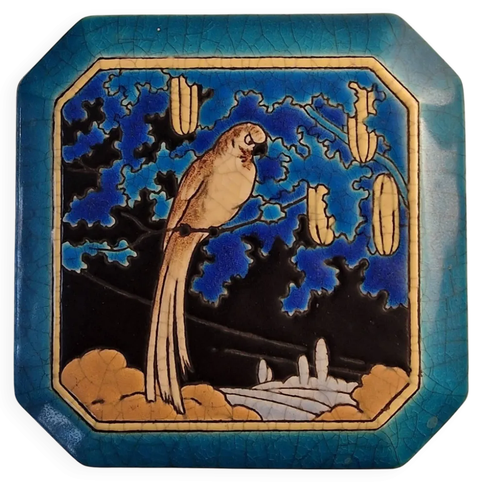 Grande bonbonnière Longwy Art Déco 1925 – Émaux cloisonnés – Décor per