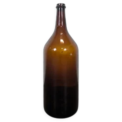 Grande bouteille ancienne en verre soufflé ambré