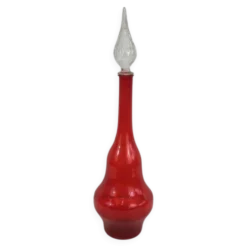 Grande bouteille design en verre rouge