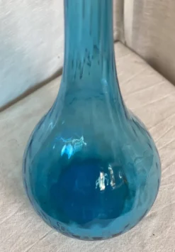 Grande bouteille Empoli (66cm) vintage 1960 verre teinté bleu carafe Murano