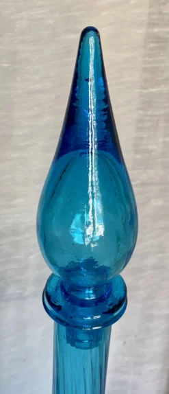 Grande bouteille Empoli (66cm) vintage 1960 verre teinté bleu carafe Murano