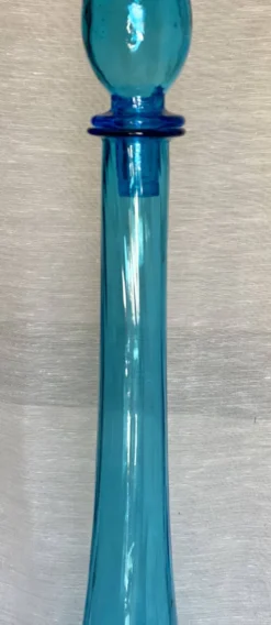 Grande bouteille Empoli (66cm) vintage 1960 verre teinté bleu carafe Murano