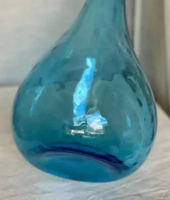Grande bouteille Empoli (66cm) vintage 1960 verre teinté bleu carafe Murano