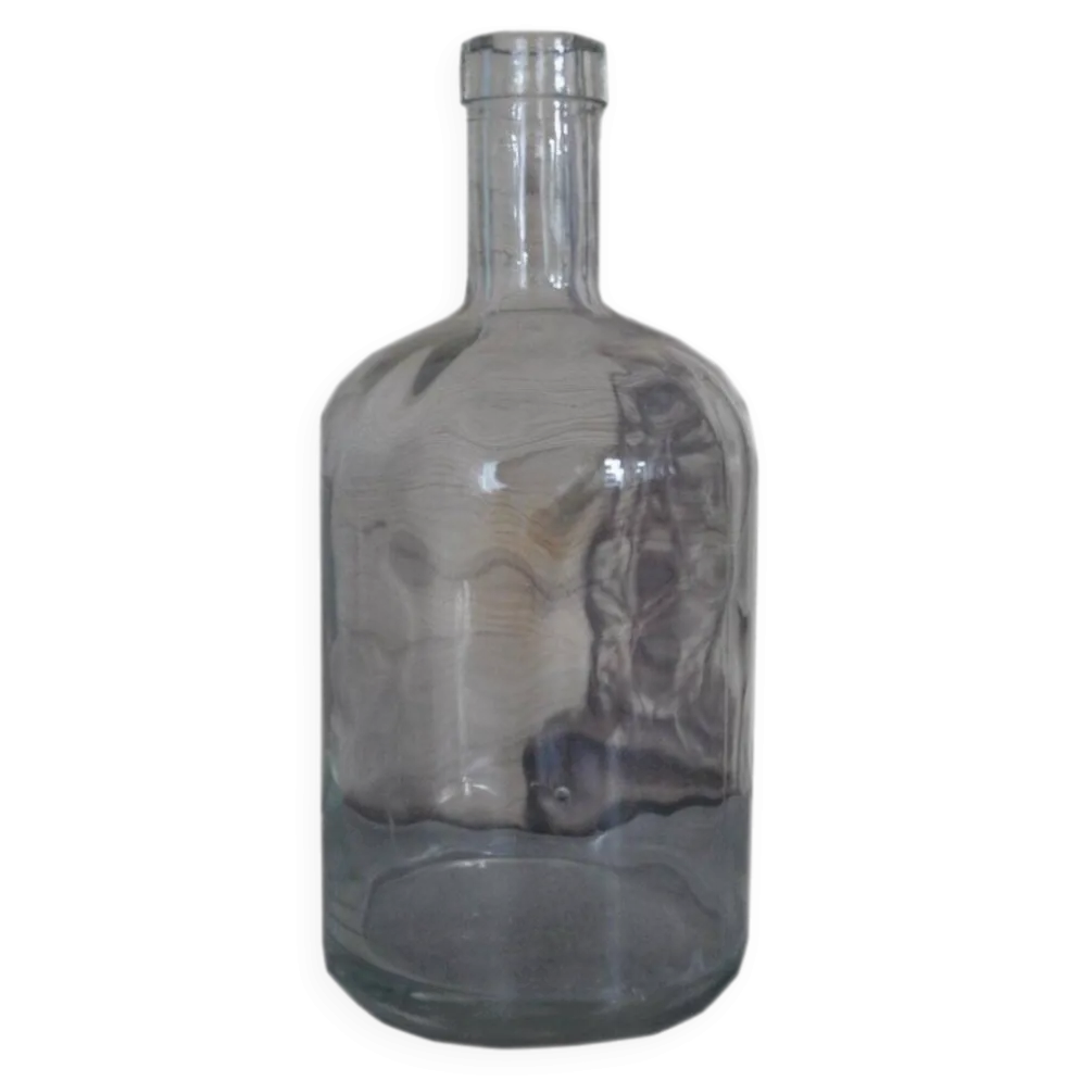 Grande bouteille vintage en verre transparent des années 1950 – pièce déco tchèque