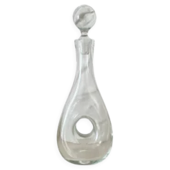 Grande carafe Dansk en verre ,design scandinave vintage, bouchon boule