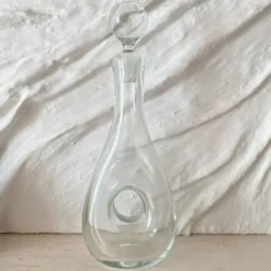 Grande carafe Dansk en verre ,design scandinave vintage, bouchon boule