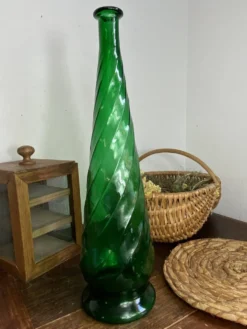 Grande carafe en verre d’empoli, Italie,années 60