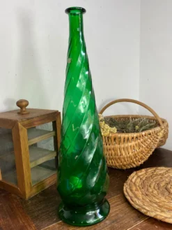 Grande carafe en verre d’empoli, Italie,années 60