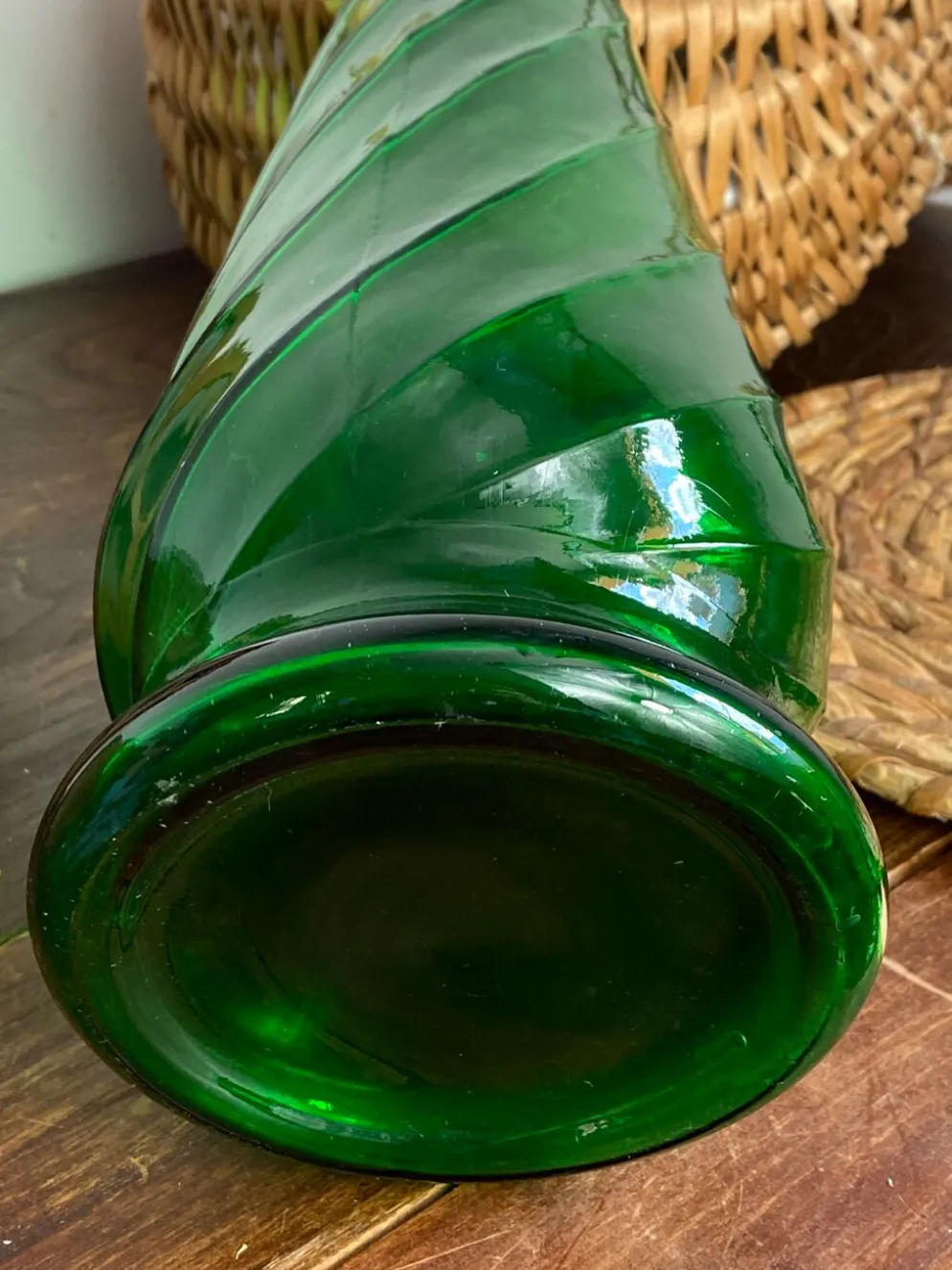 Grande carafe en verre d’empoli, Italie,années 60