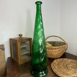 Grande carafe en verre d’empoli, Italie,années 60
