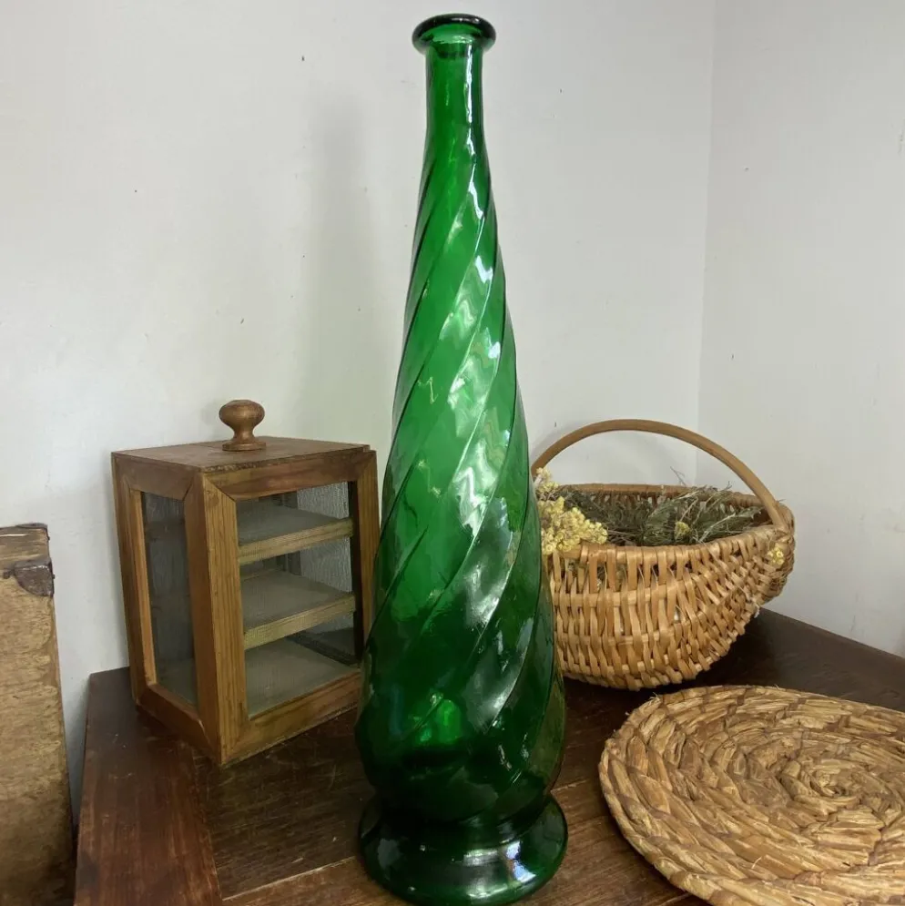 Grande carafe en verre d’empoli, Italie,années 60