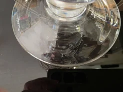 Grande carafe / Pichet en cristal de Paris décor vitrail signé H 30 cm