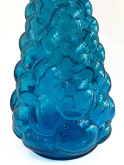 Grande carafe vintage en verre bleu piscine