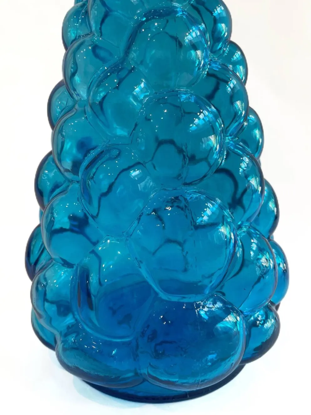 Grande carafe vintage en verre bleu piscine