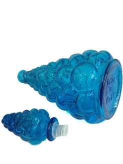 Grande carafe vintage en verre bleu piscine