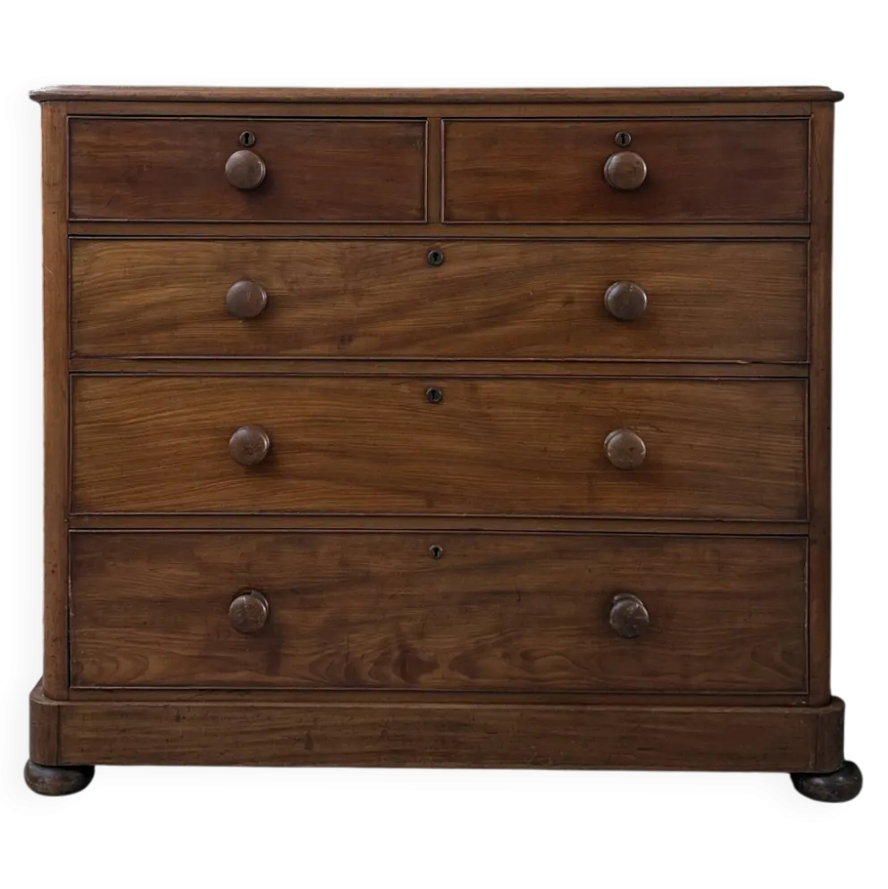 Grande commode anglaise victorienne en acajou (rénovée)