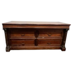 Grande commode style Empire en bois / acajou – 4 tiroirs