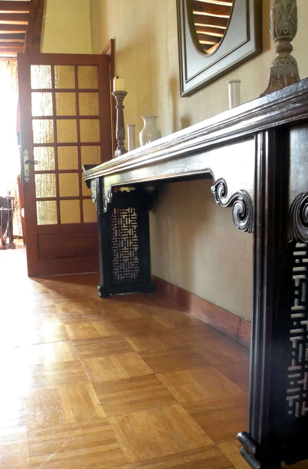 Grande Console chinoise en noyer laqué, XIXe