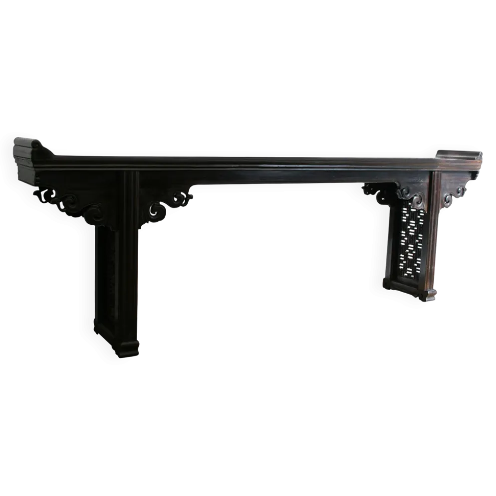 Grande Console chinoise en noyer laqué, XIXe