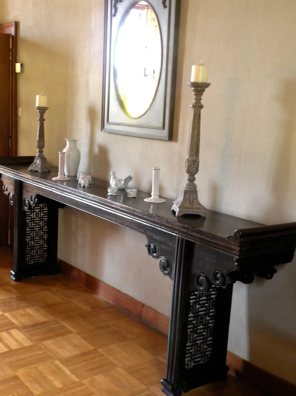 Grande Console chinoise en noyer laqué, XIXe