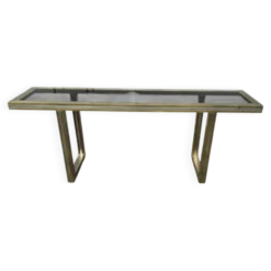 Grande console en laiton et verre par Roméo Rega Italie vers 1970 - L