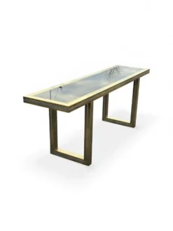 Grande console en laiton et verre par Roméo Rega Italie vers 1970 - L