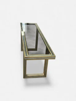 Grande console en laiton et verre par Roméo Rega Italie vers 1970 - L