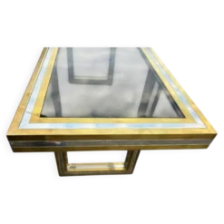 Grande console en laiton et verre par Roméo Rega Italie vers 1970 - L