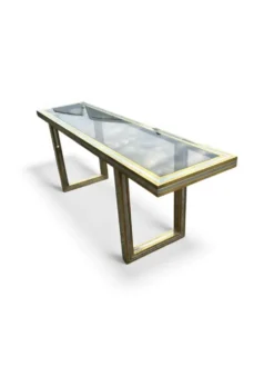 Grande console en laiton et verre par Roméo Rega Italie vers 1970 - L