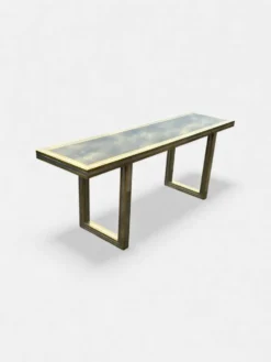 Grande console en laiton et verre par Roméo Rega Italie vers 1970 - L