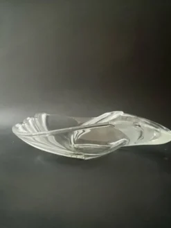 Grande corbeille ou vide poche en verre cristallin Art Déco