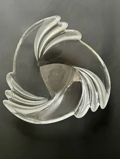 Grande corbeille ou vide poche en verre cristallin Art Déco