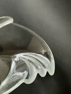 Grande corbeille ou vide poche en verre cristallin Art Déco