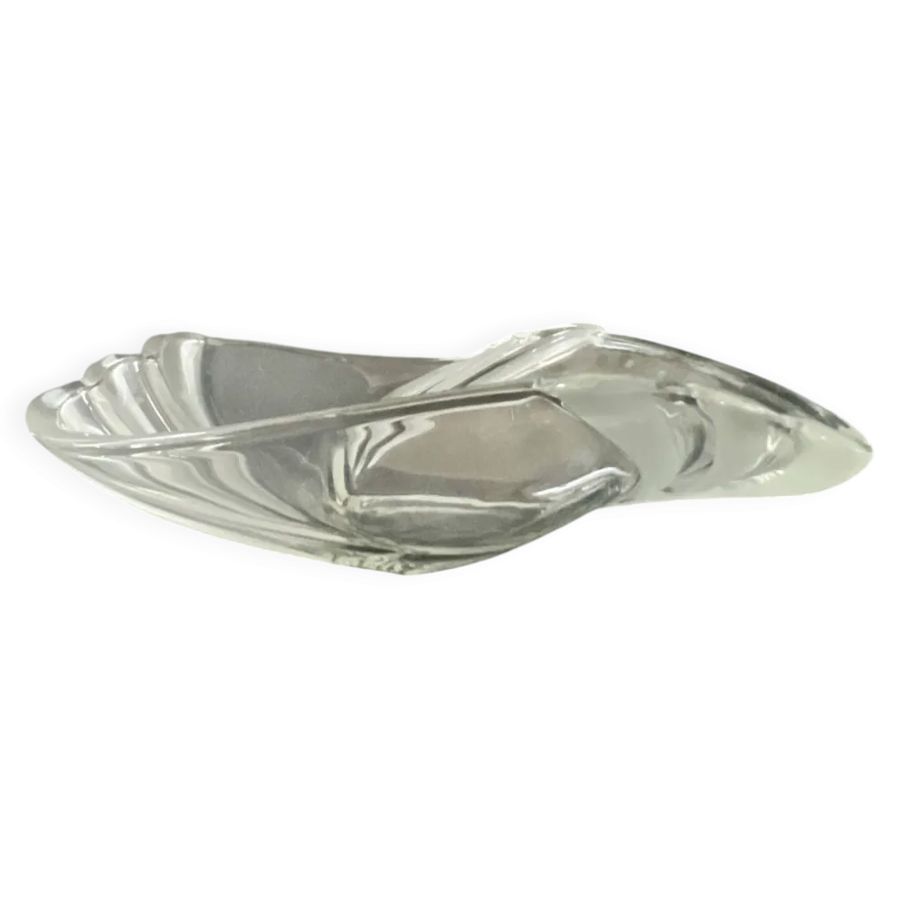 Grande corbeille ou vide poche en verre cristallin Art Déco