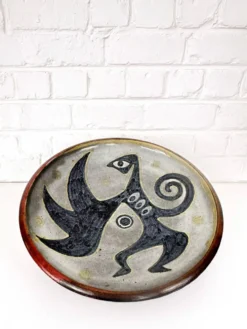 Grande coupe en grés de Richard Kjærgaard, esprit Picasso / CoBra, Danemark