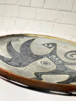 Grande coupe en grés de Richard Kjærgaard, esprit Picasso / CoBra, Danemark